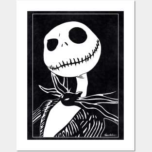 JACK SKELLINGTON - The Nightmare Before Christmas (Black and White) Posters and Art